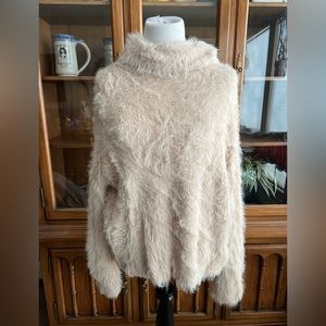 Express fuzzy faux fur cowl neck sweater